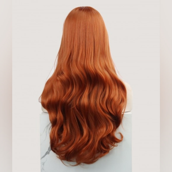 Uniwigs Autumn Twilight Curly Copper Red T-Part Synthetic Lace Front Wig - Picture 3 of 4